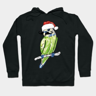 Christmas budgie with moustache Hoodie